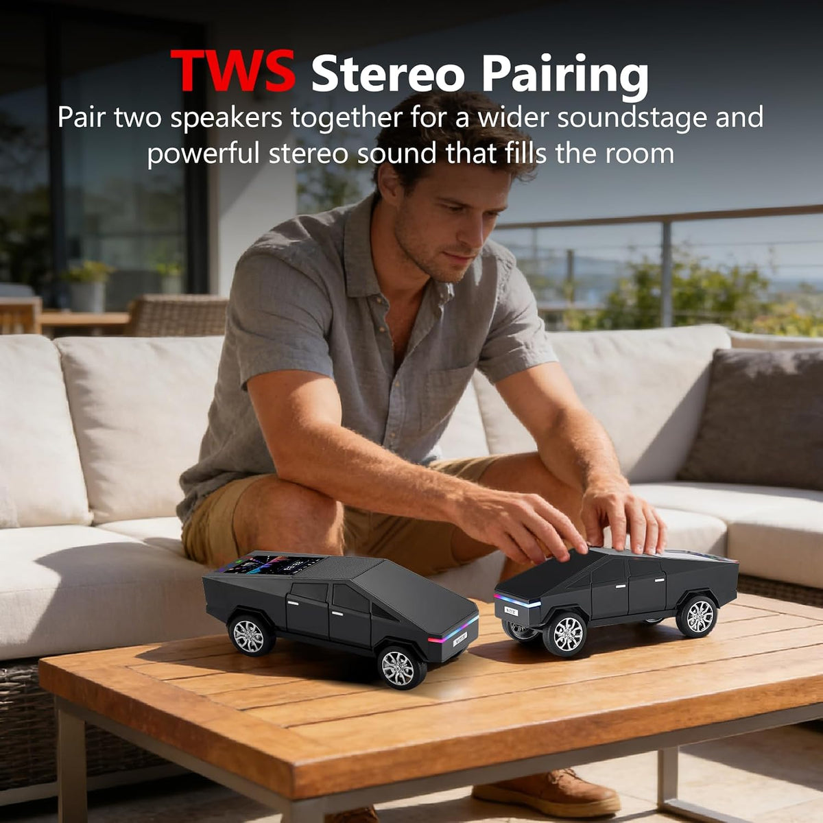 WSTER-580 New Cybertruck Car Shaped Wireless Bluetooth Speakers