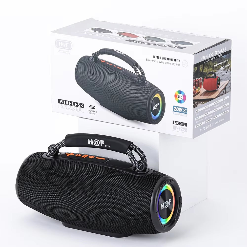 HF-F226 Portable Stereo Woofer Blue-tooth Speaker,IPX4 Waterproof, Travel Wireless BT Speaker