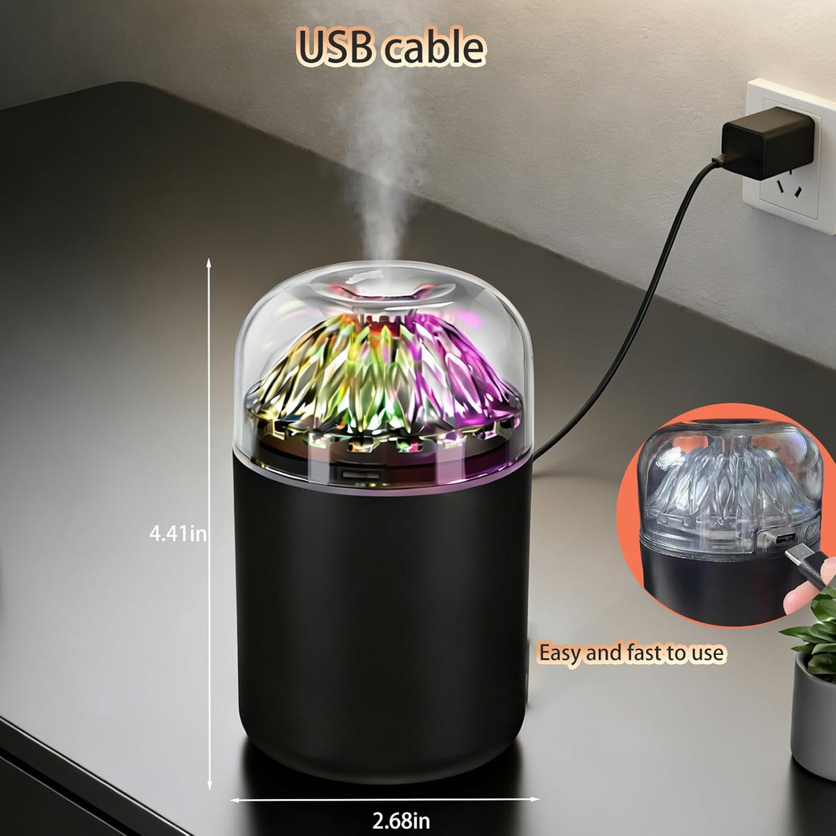 USB Mini Humidifier with Colorful LED Light