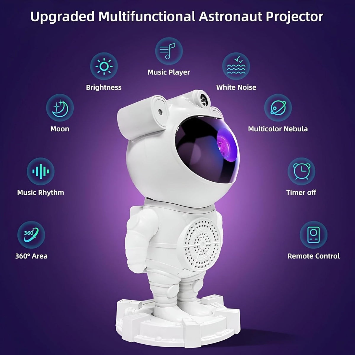 Astronaut Wireless 5W Bluetooth Speaker with Galaxy Projector & 8Hrs Playtime, HD Surround Sound